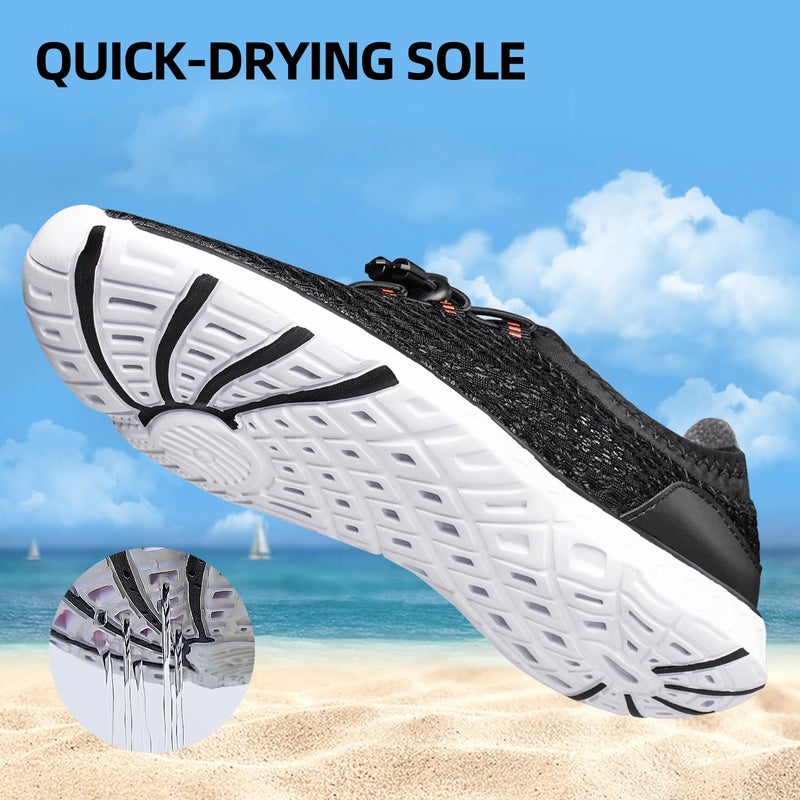 DOUSSPRT Men's Water Shoes Quick Drying Sports Aqua Shoes Blackwhite Size 11 - Image 4